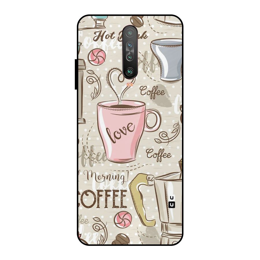 Love Coffee Design Metal Back Case for Poco X2