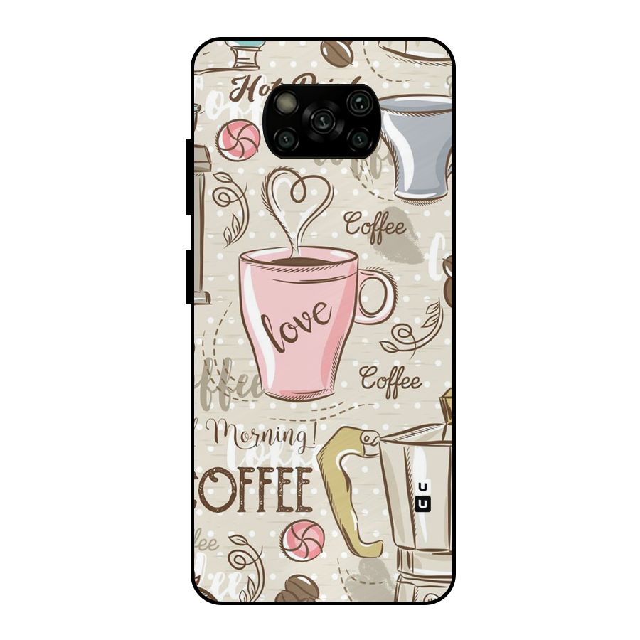 Love Coffee Design Metal Back Case for Poco X3