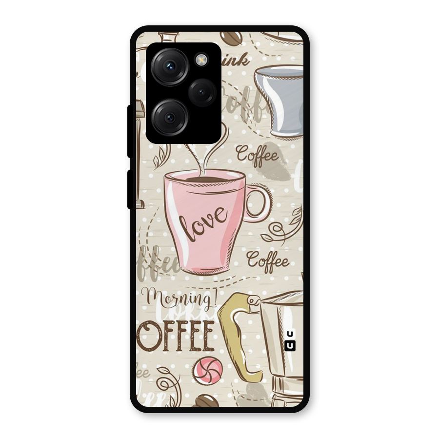 Love Coffee Design Metal Back Case for Poco X5 Pro