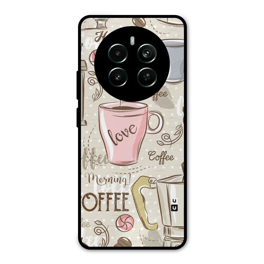 Love Coffee Design Metal Back Case for Realme 12 Plus