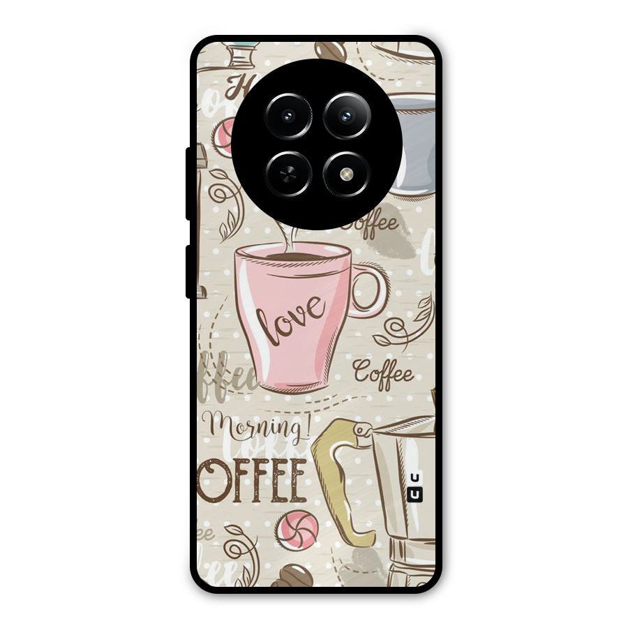 Love Coffee Design Metal Back Case for Realme 12x 5G