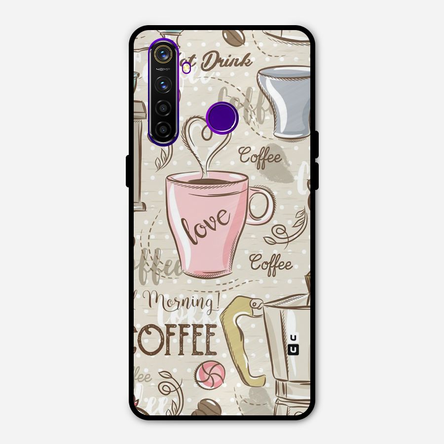 Love Coffee Design Metal Back Case for Realme 5 Pro