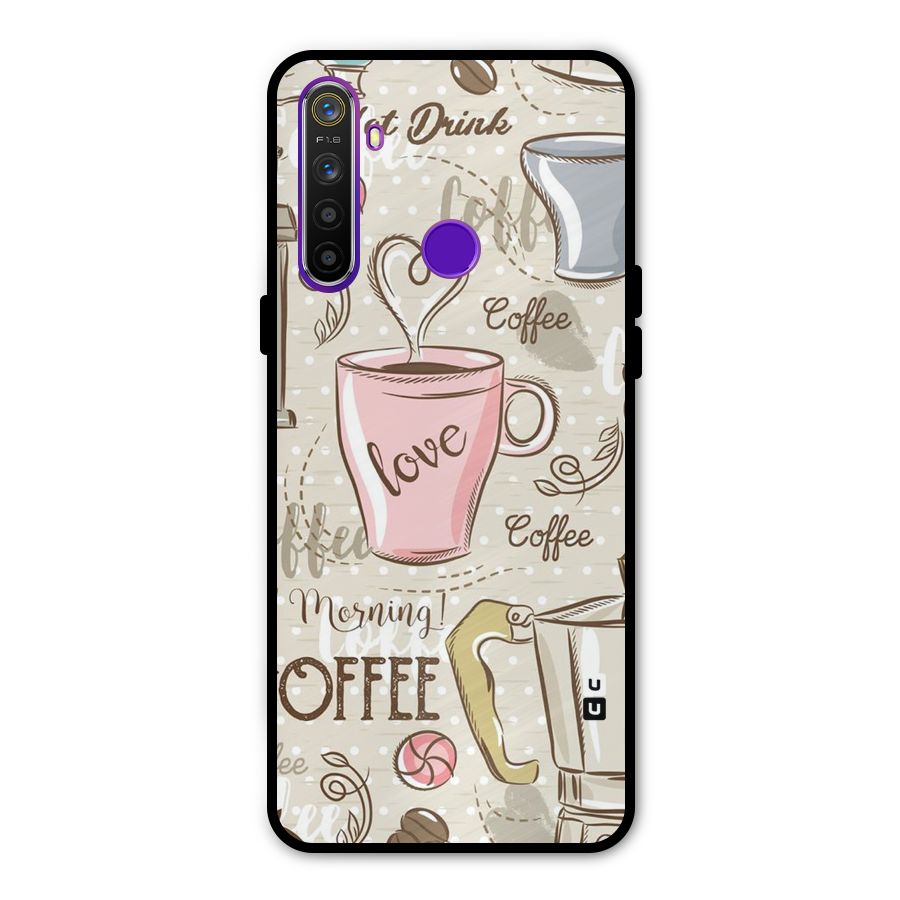 Love Coffee Design Metal Back Case for Realme 5i