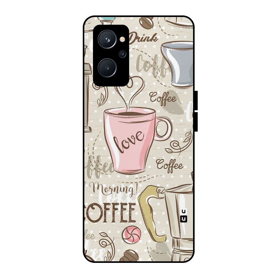Love Coffee Design Metal Back Case for Realme 9i 5G
