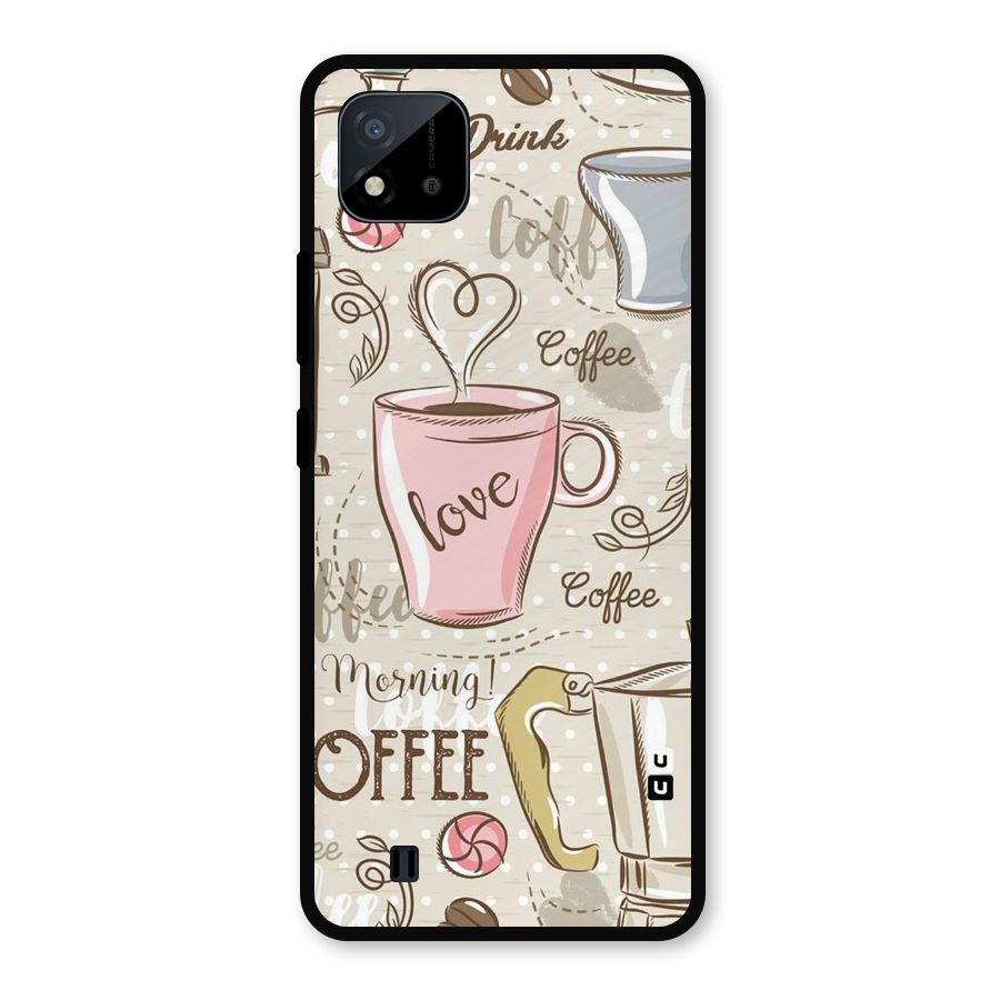 Love Coffee Design Metal Back Case for Realme C11 2021