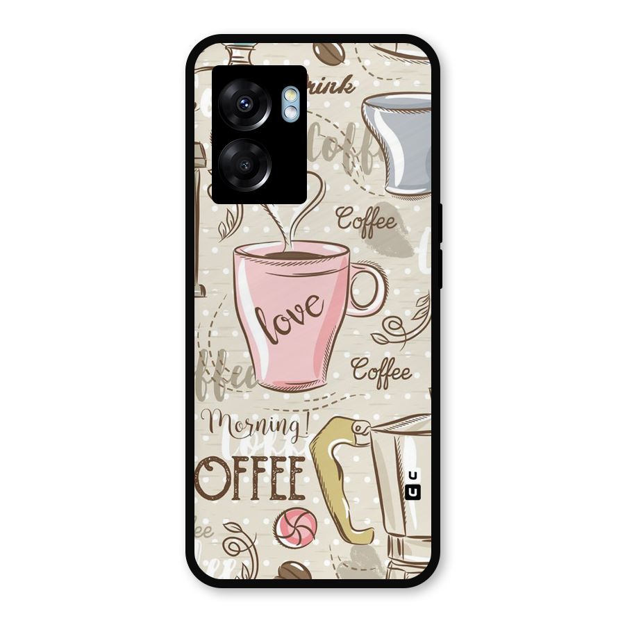 Love Coffee Design Metal Back Case for Realme Narzo 50 5G