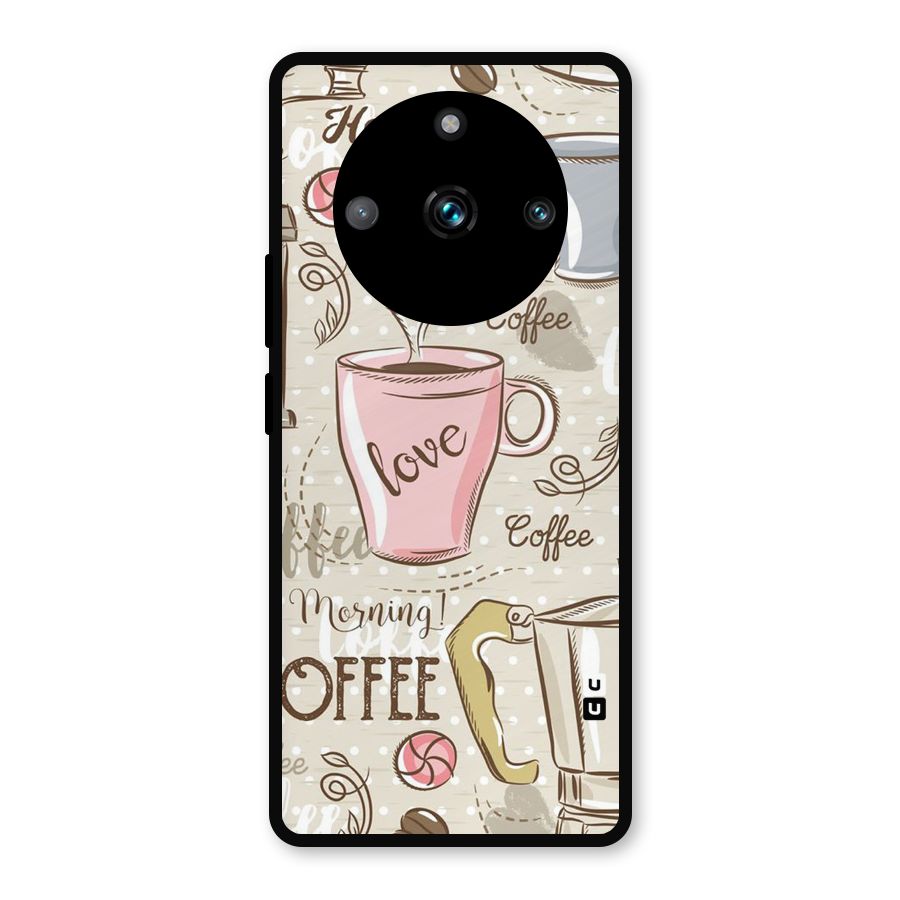 Love Coffee Design Metal Back Case for Realme Narzo 60 Pro
