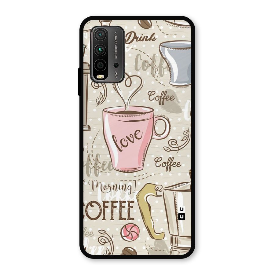 Love Coffee Design Metal Back Case for Redmi 9 Power