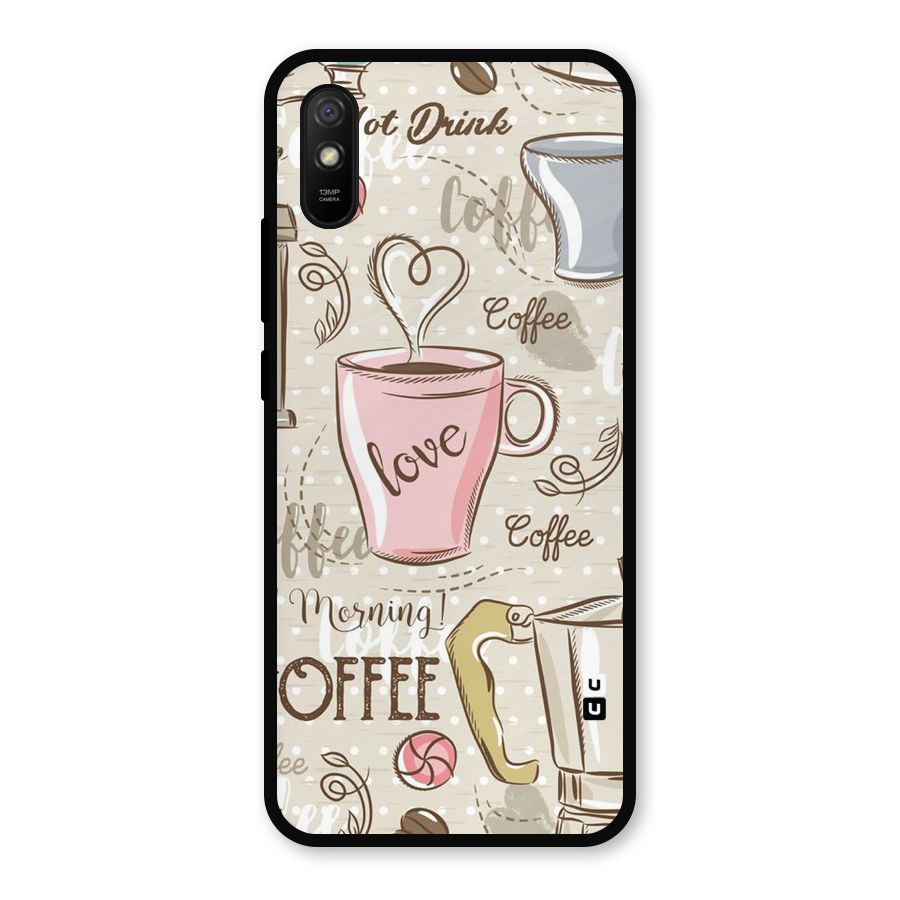 Love Coffee Design Metal Back Case for Redmi 9i