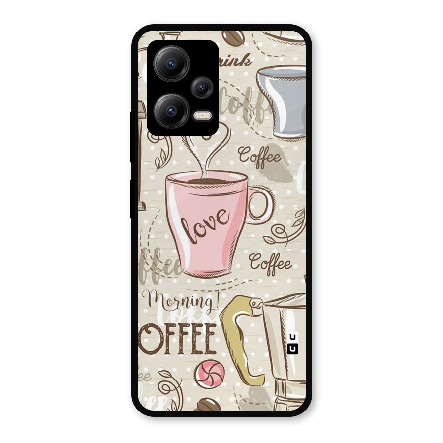 Love Coffee Design Metal Back Case for Redmi Note 12 5G