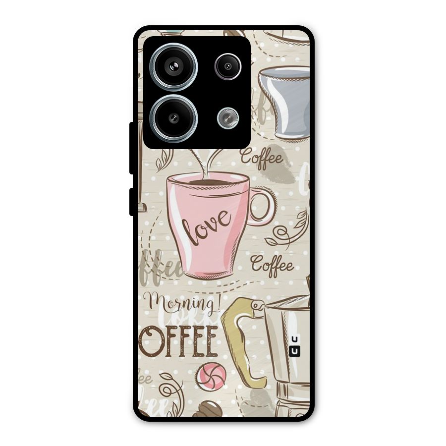 Love Coffee Design Metal Back Case for Redmi Note 13 Pro 5G