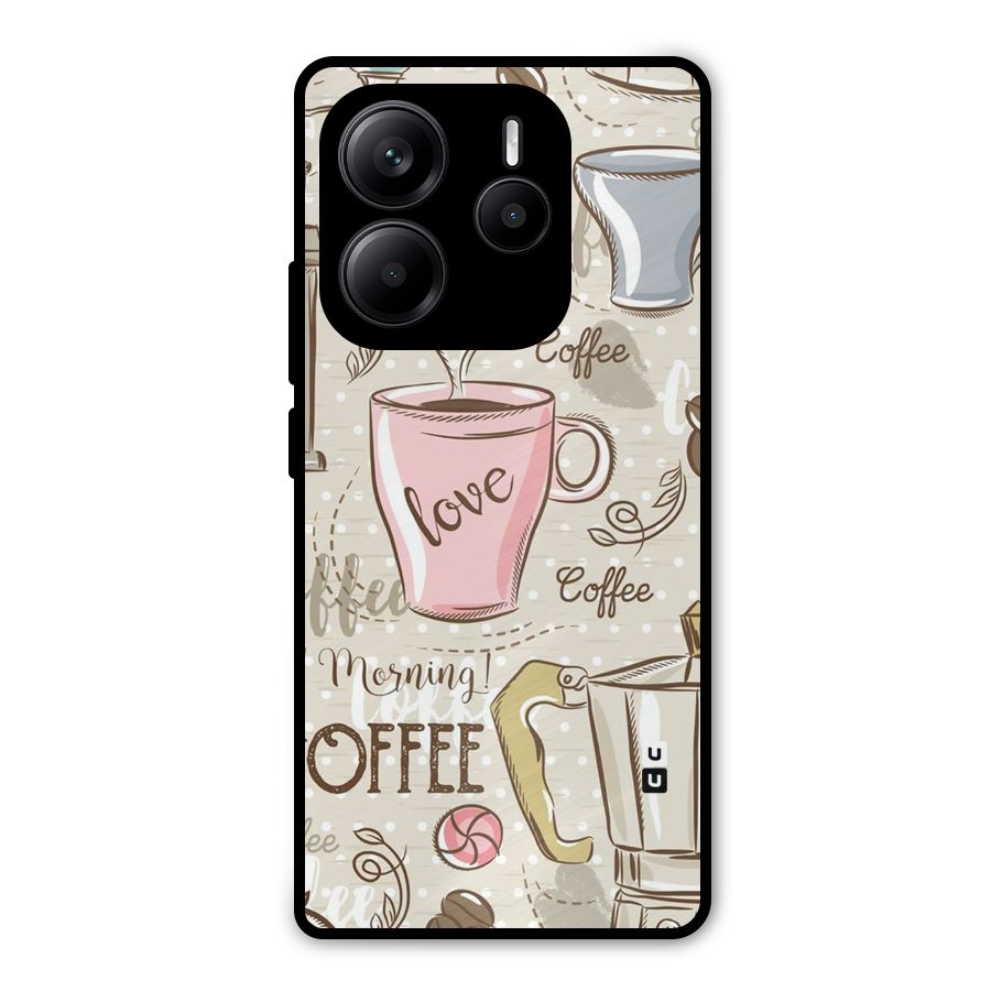 Love Coffee Design Metal Back Case for Redmi Note 14 5G