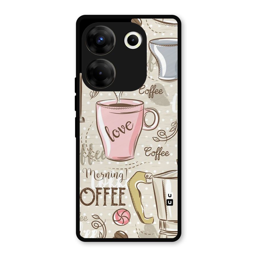 Love Coffee Design Metal Back Case for Tecno Camon 20