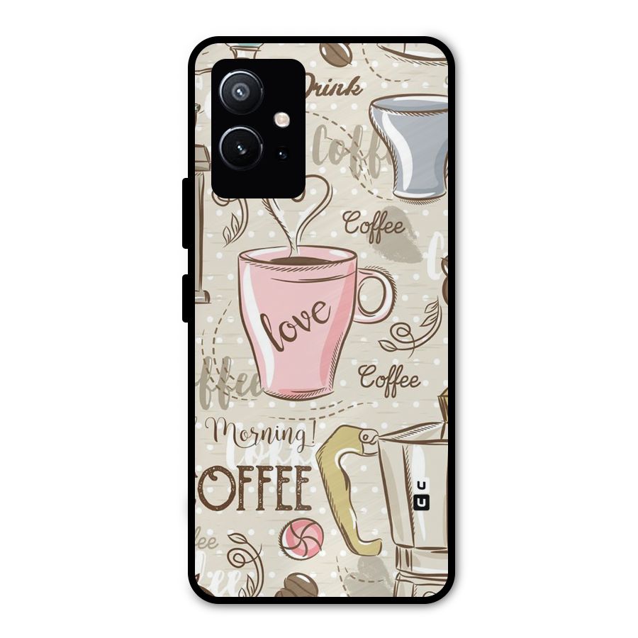Love Coffee Design Metal Back Case for Vivo T1 5G