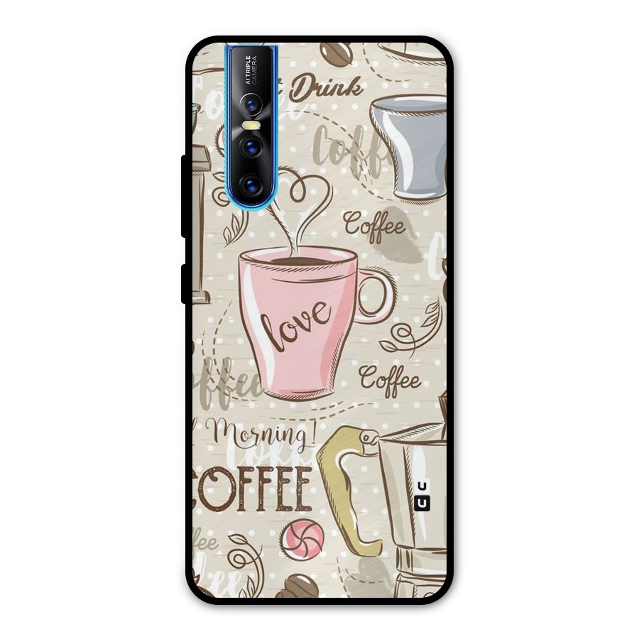 Love Coffee Design Metal Back Case for Vivo V15 Pro