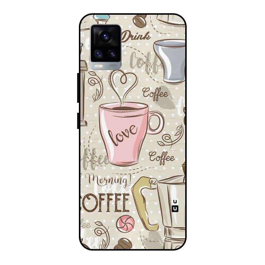 Love Coffee Design Metal Back Case for Vivo V20 2021