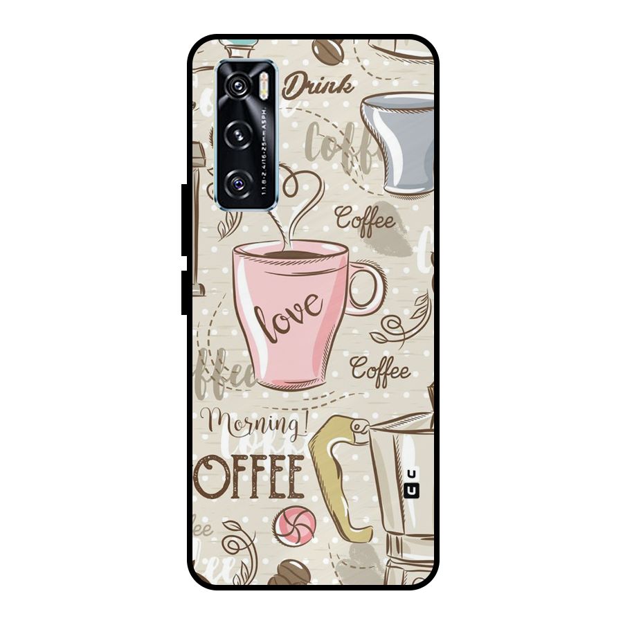 Love Coffee Design Metal Back Case for Vivo V20 SE