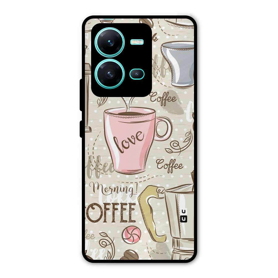 Love Coffee Design Metal Back Case for Vivo V25