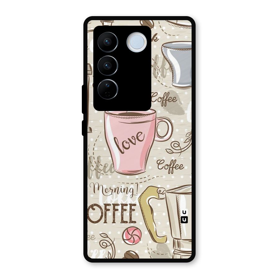 Love Coffee Design Metal Back Case for Vivo V27