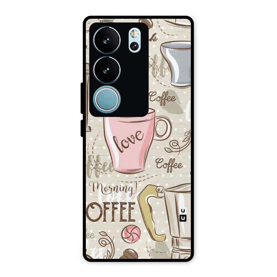 Love Coffee Design Metal Back Case for Vivo V29 Pro