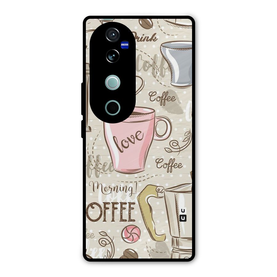 Love Coffee Design Metal Back Case for Vivo V40 Pro