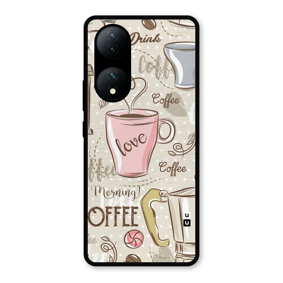 Love Coffee Design Metal Back Case for Vivo Y100