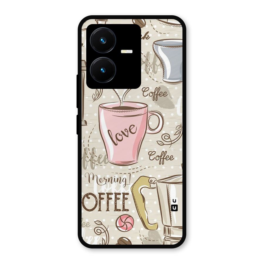 Love Coffee Design Metal Back Case for Vivo Y22