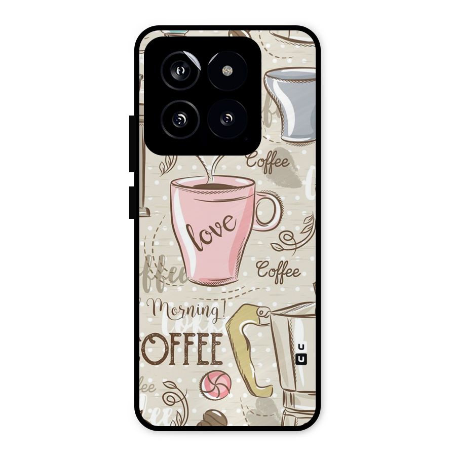 Love Coffee Design Metal Back Case for Xiaomi 14