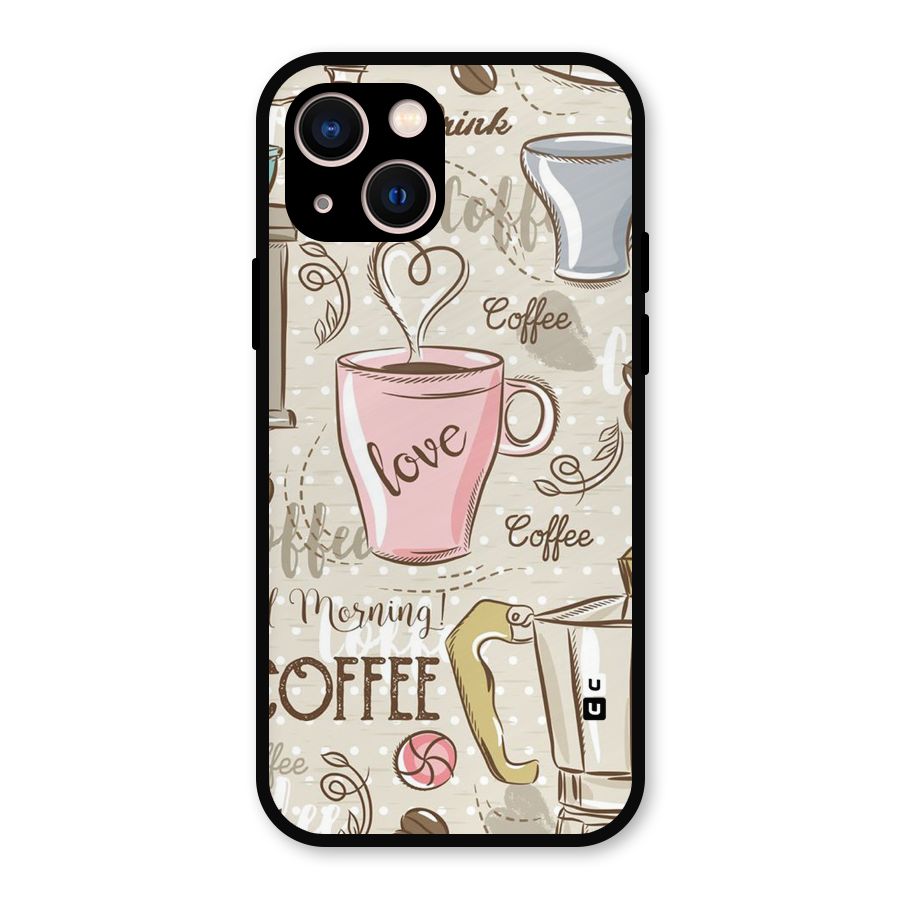 Love Coffee Design Metal Back Case for iPhone 13