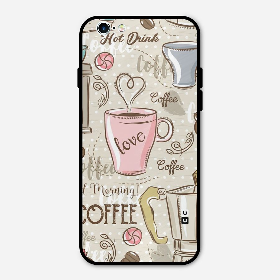 Love Coffee Design Metal Back Case for iPhone 6 6s