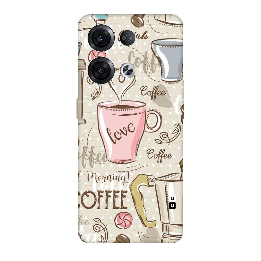 Love Coffee Design Original Polycarbonate Back Case for Oppo Reno8 Pro 5G
