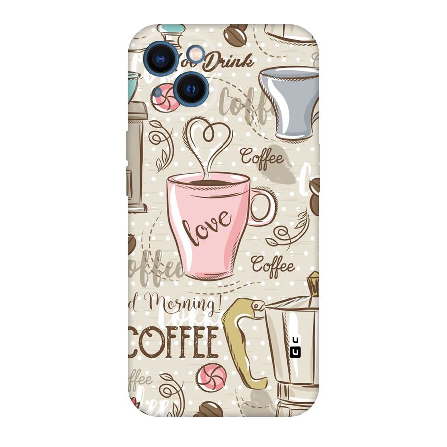Love Coffee Design Original Polycarbonate Back Case for iPhone 13