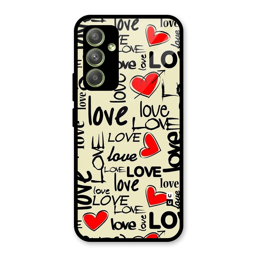 Love Hearts Pattern Glass Back Case for Galaxy A54
