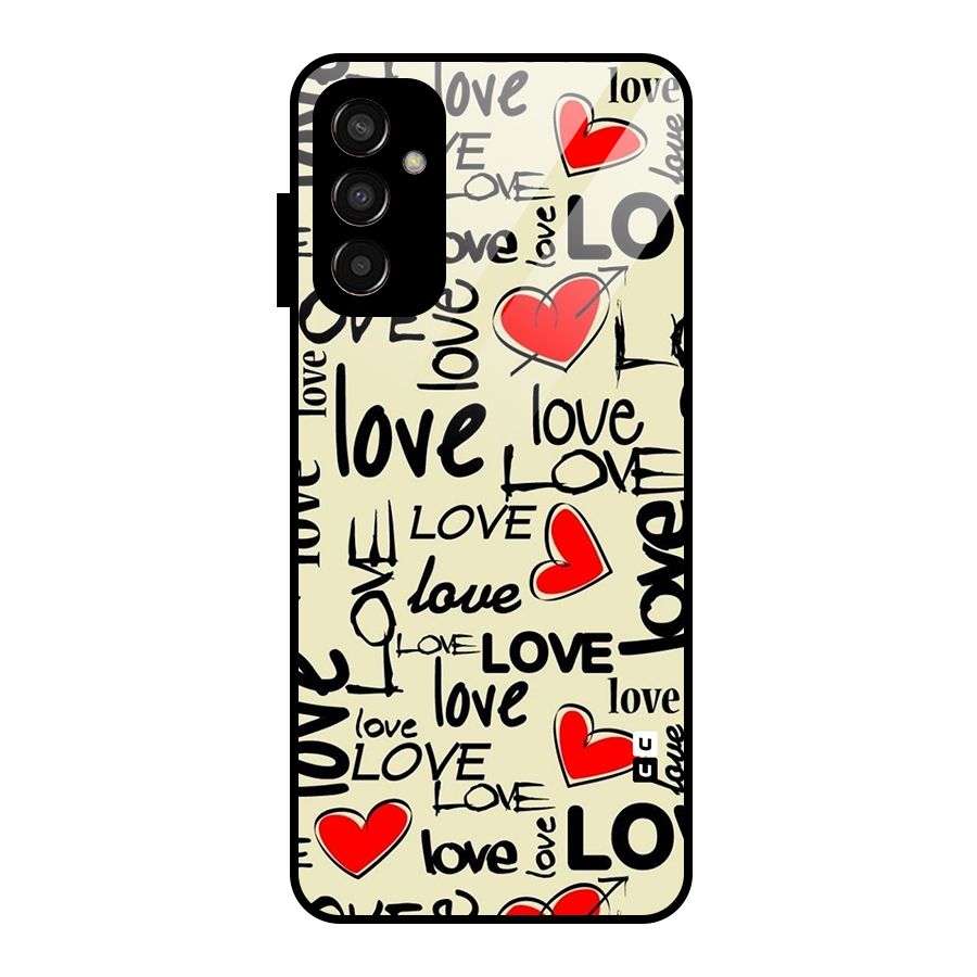 Love Hearts Pattern Glass Back Case for Galaxy F13