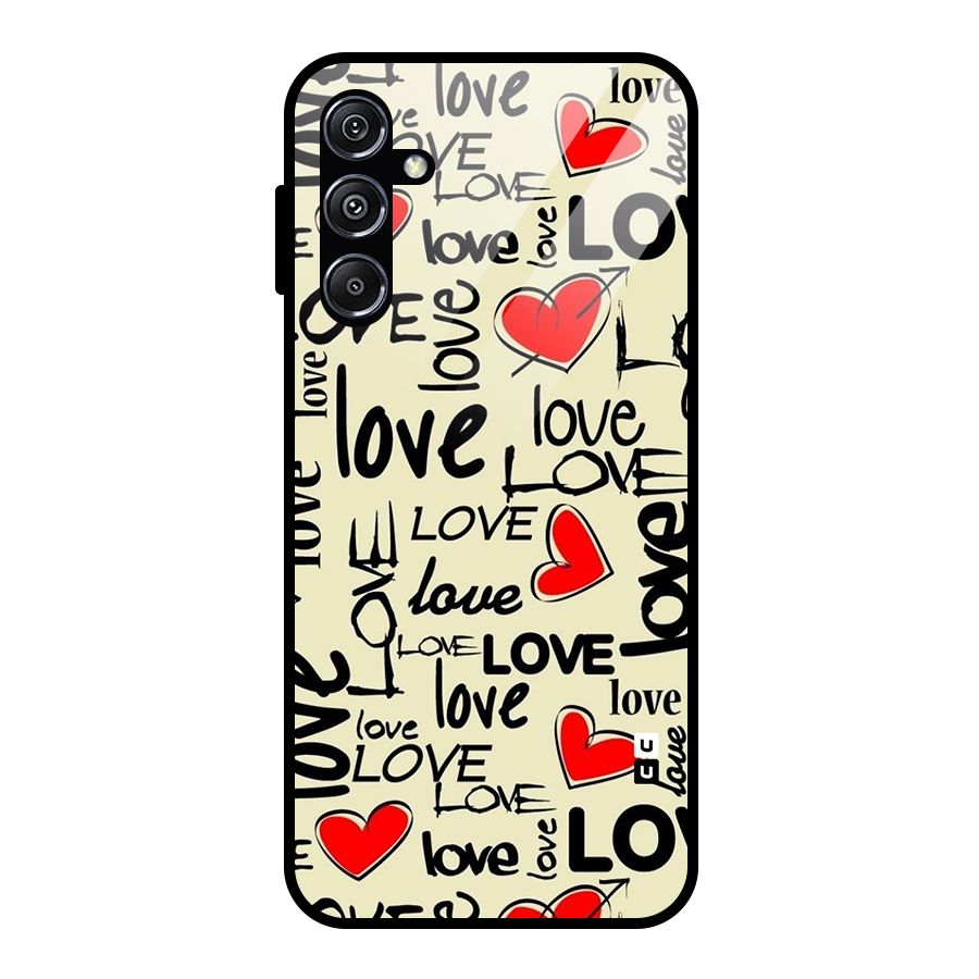 Love Hearts Pattern Glass Back Case for Galaxy M34 5G