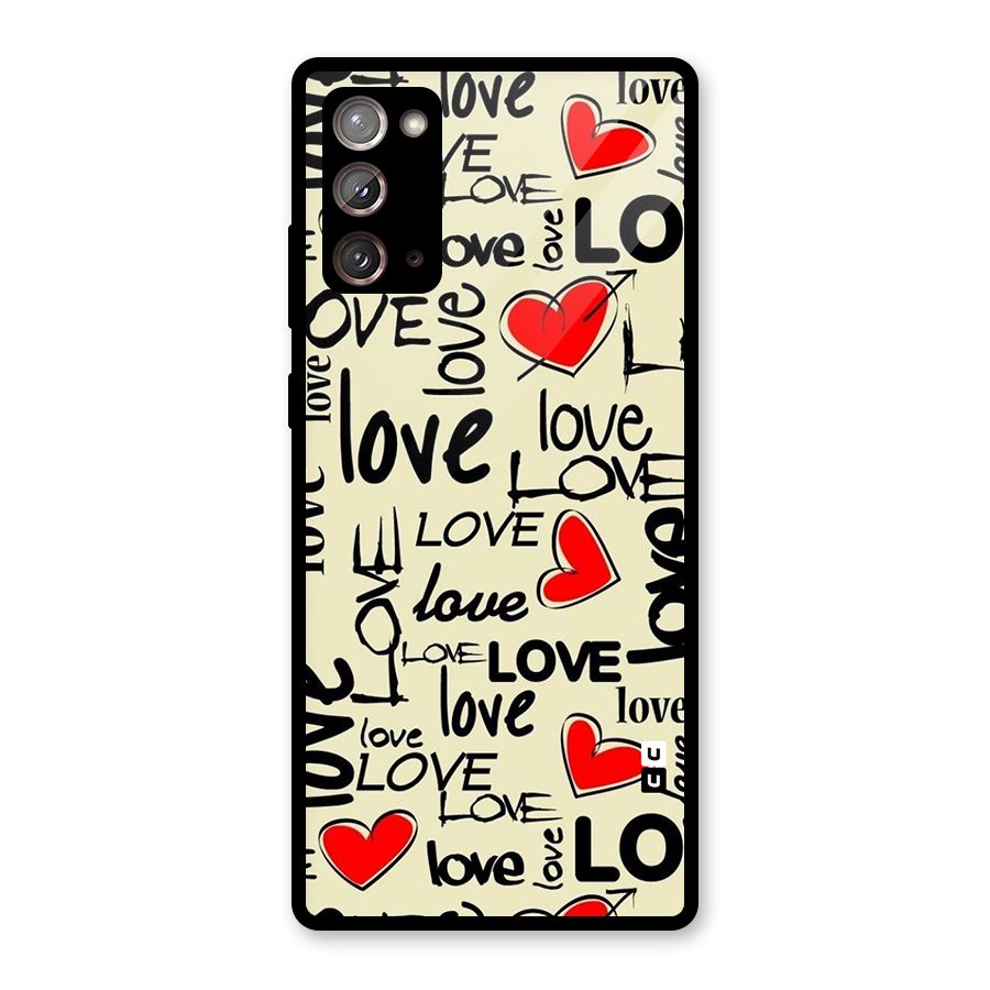 Love Hearts Pattern Glass Back Case for Galaxy Note 20