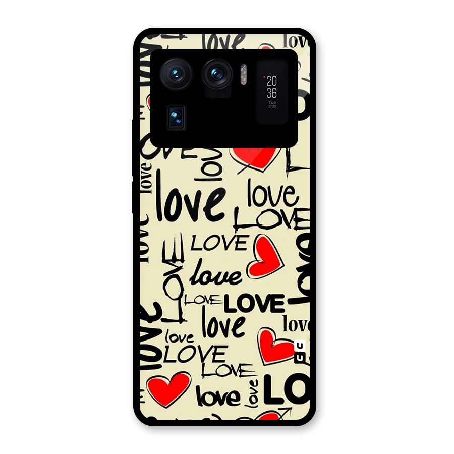 Love Hearts Pattern Glass Back Case for Mi 11 Ultra