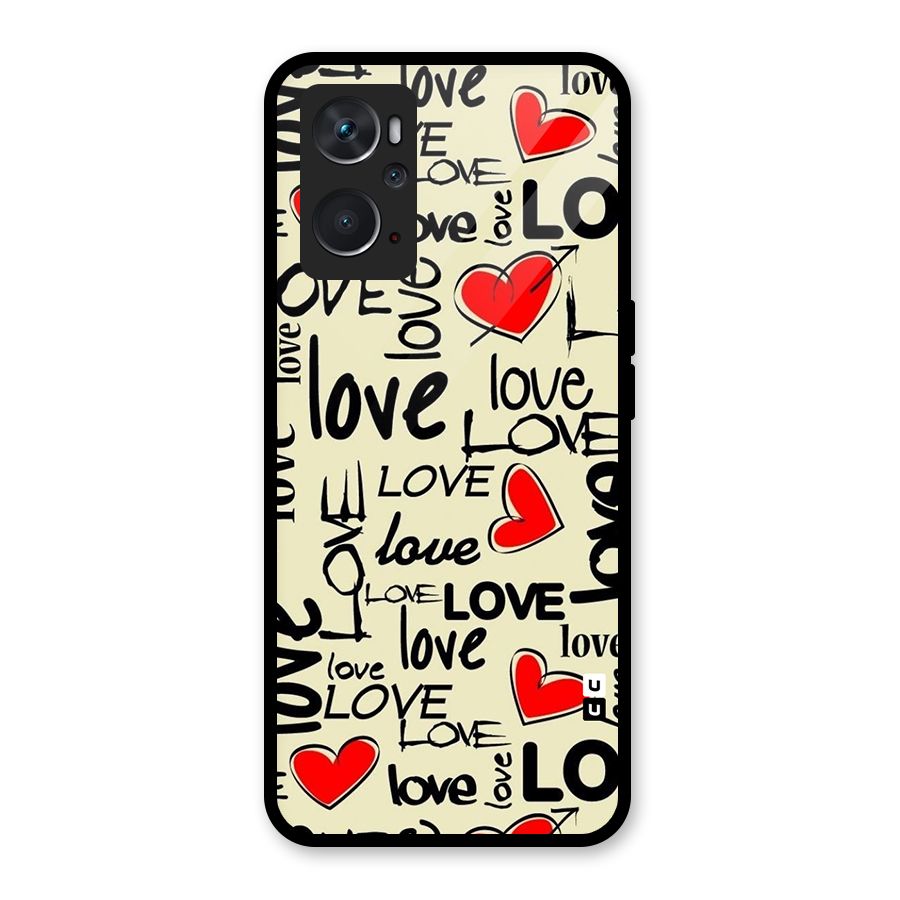 Love Hearts Pattern Glass Back Case for Oppo K10 4G