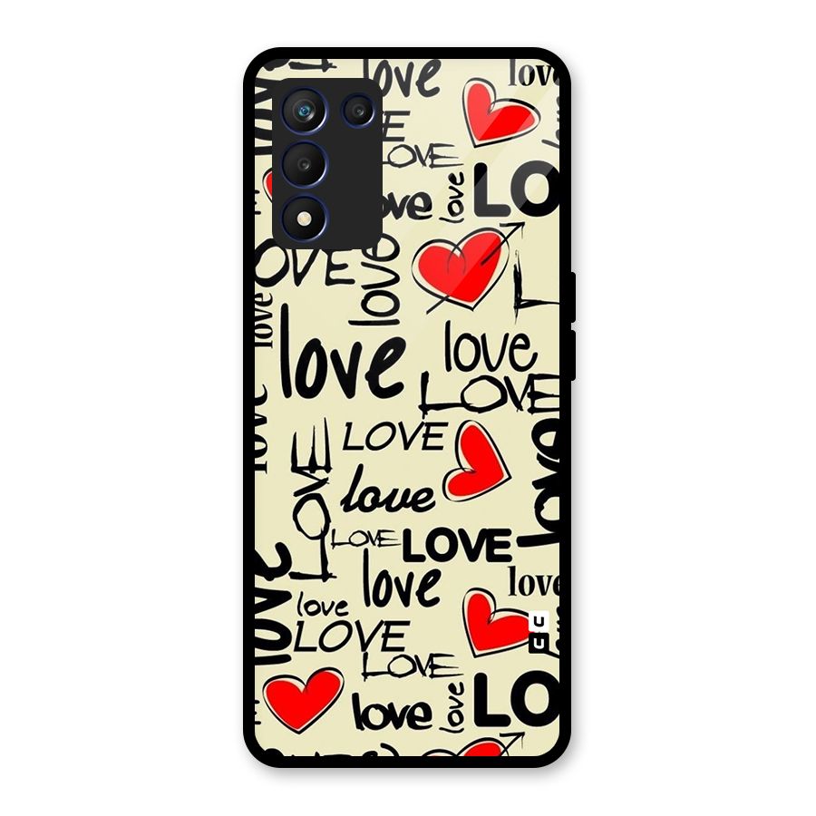 Love Hearts Pattern Glass Back Case for Realme 9 5G Speed