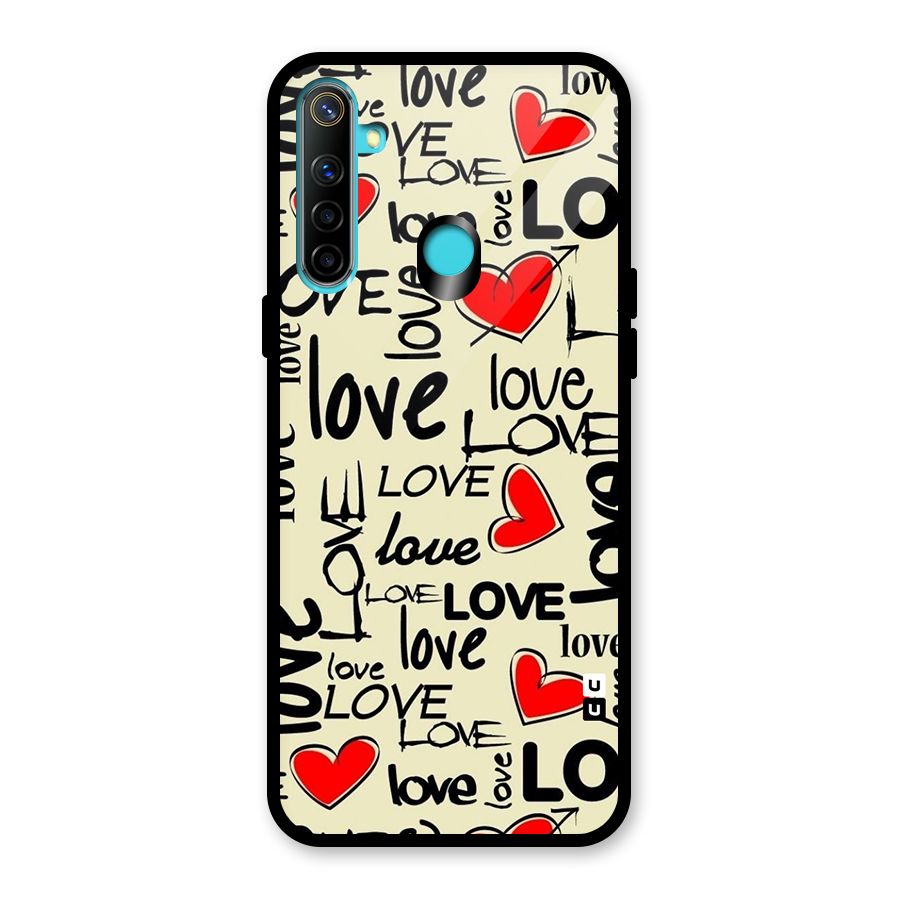 Love Hearts Pattern Glass Back Case for Realme Narzo 10