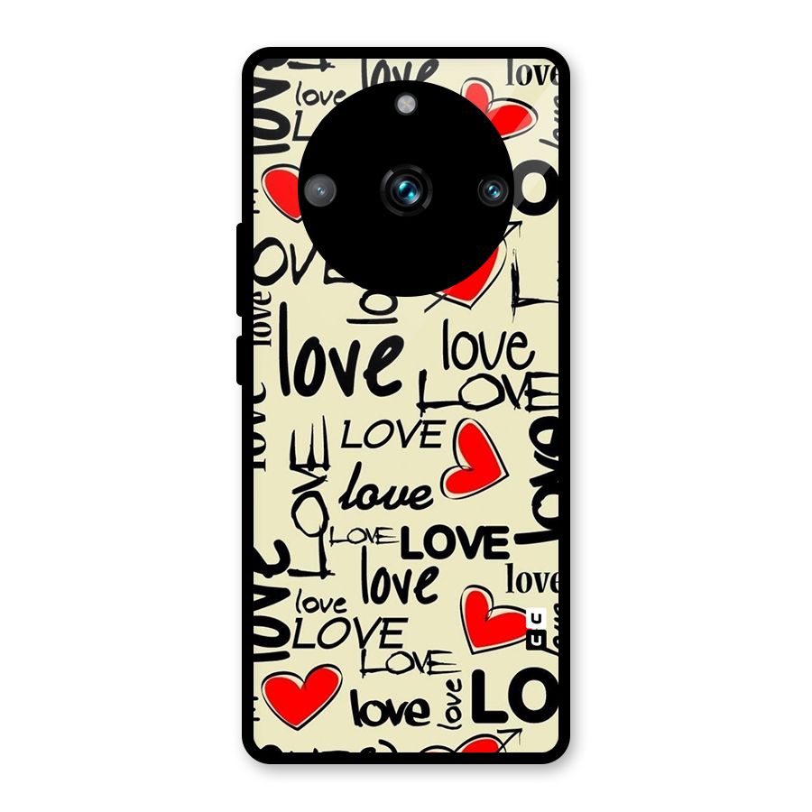 Love Hearts Pattern Glass Back Case for Realme Narzo 60 Pro