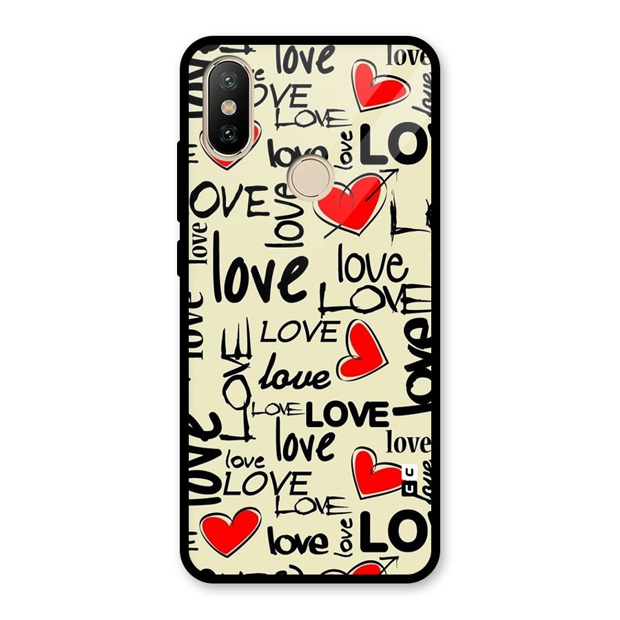 Love Hearts Pattern Glass Back Case for Redmi A2