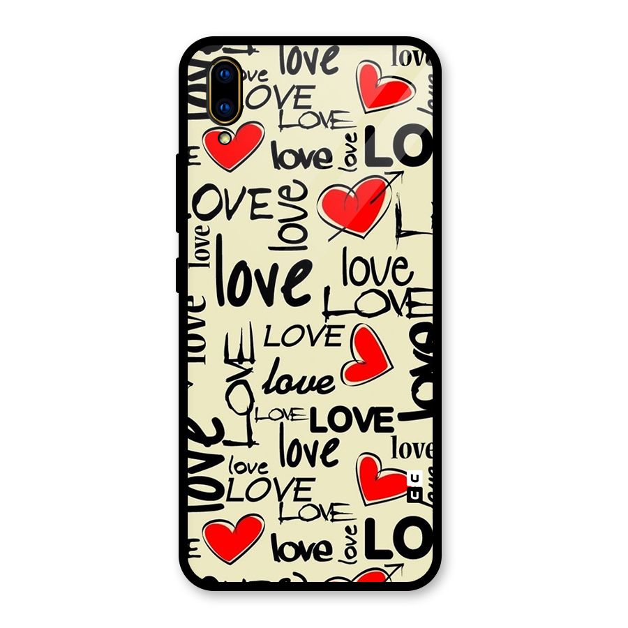 Love Hearts Pattern Glass Back Case for Vivo V11 Pro