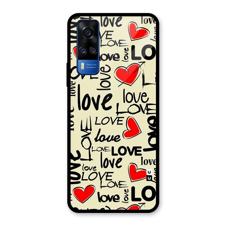 Love Hearts Pattern Glass Back Case for Vivo Y31