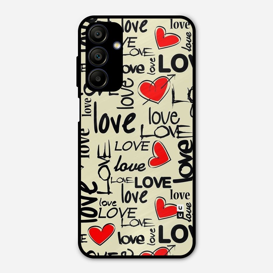 Love Hearts Pattern Metal Back Case for Galaxy A15 5G