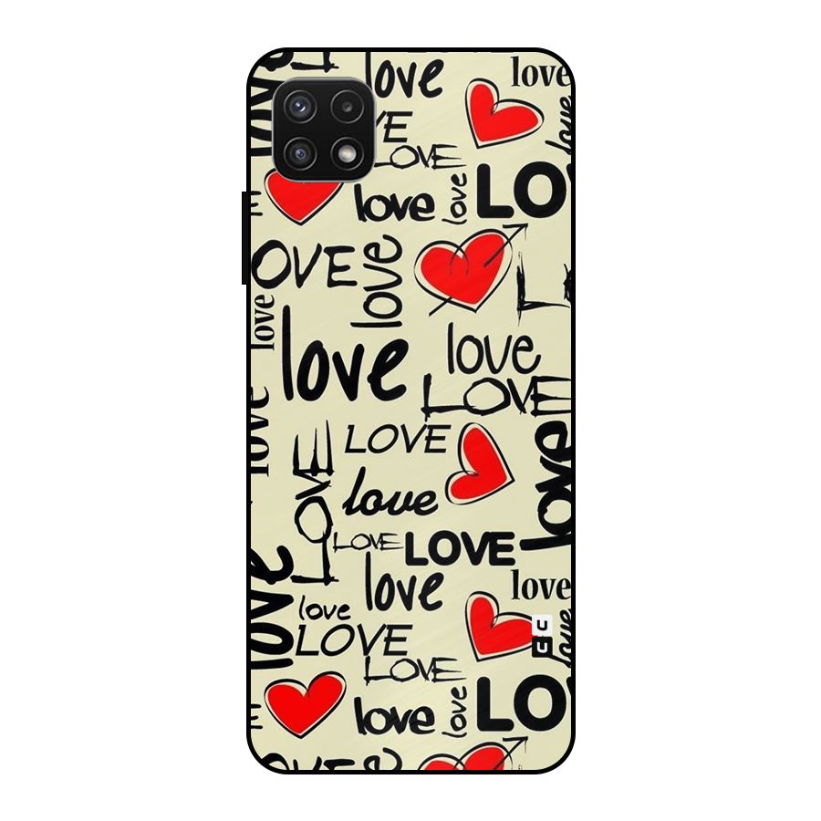 Love Hearts Pattern Metal Back Case for Galaxy A22 5G