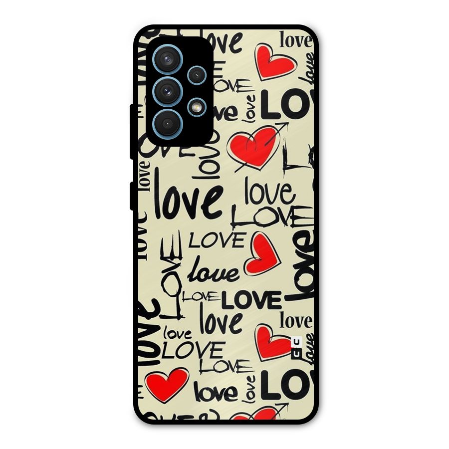 Love Hearts Pattern Metal Back Case for Galaxy A32