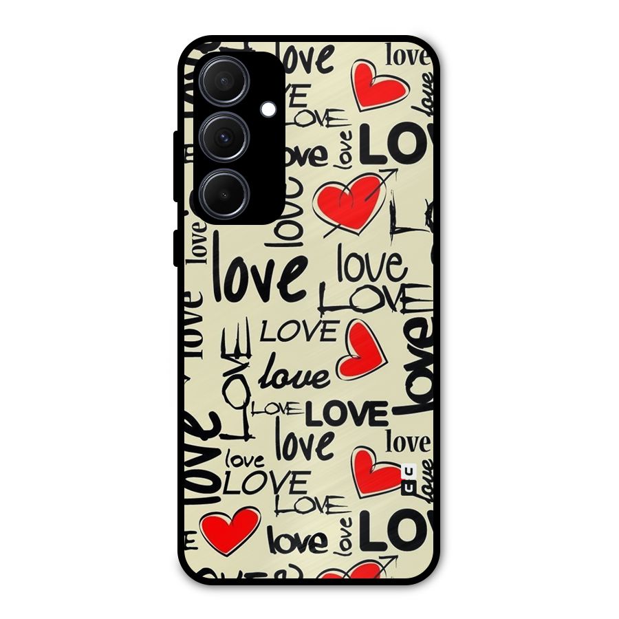 Love Hearts Pattern Metal Back Case for Galaxy A35