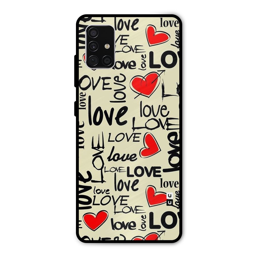 Love Hearts Pattern Metal Back Case for Galaxy A51