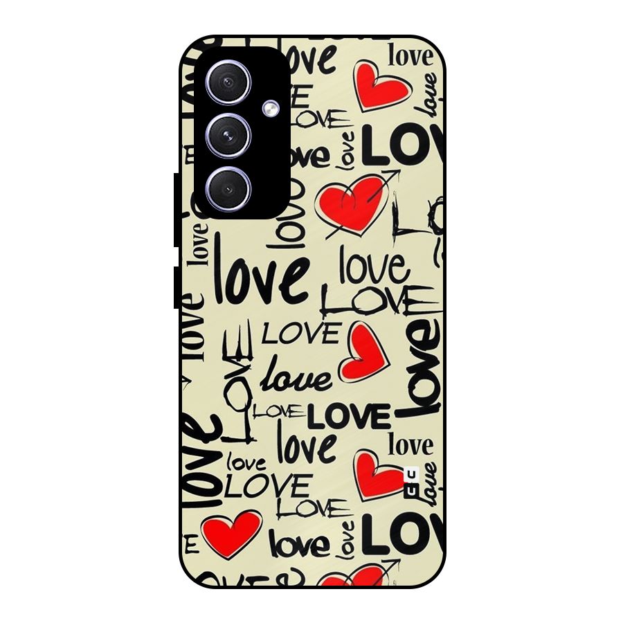 Love Hearts Pattern Metal Back Case for Galaxy A54